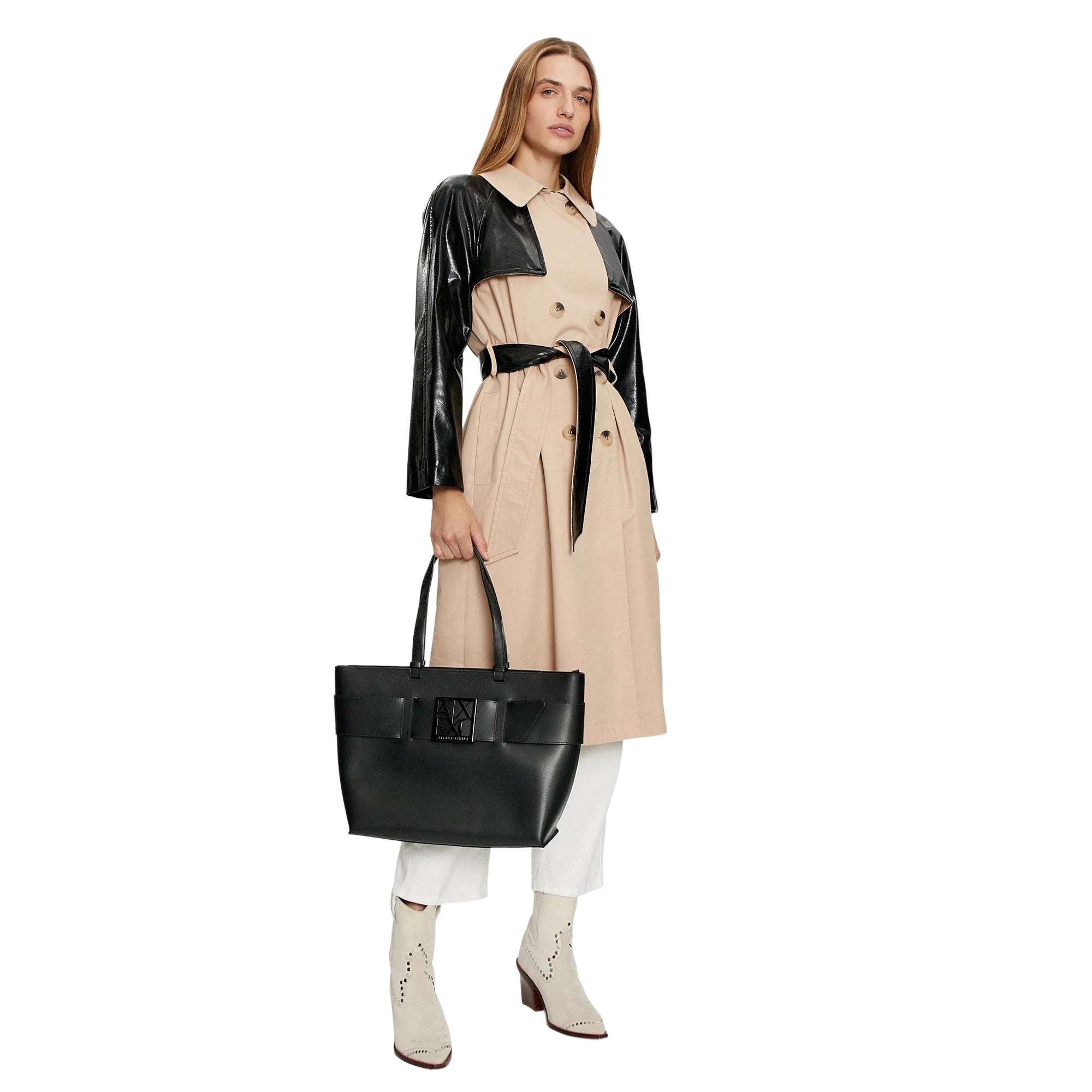 Borsa Donna Grande Tote Armani Exchange Nera con Zip