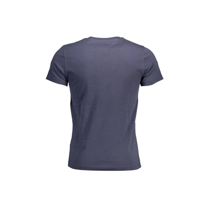 Tommy Hilfiger T-Shirt Uomo Blu Girocollo Cotone Ricamo Logo - vista 2
