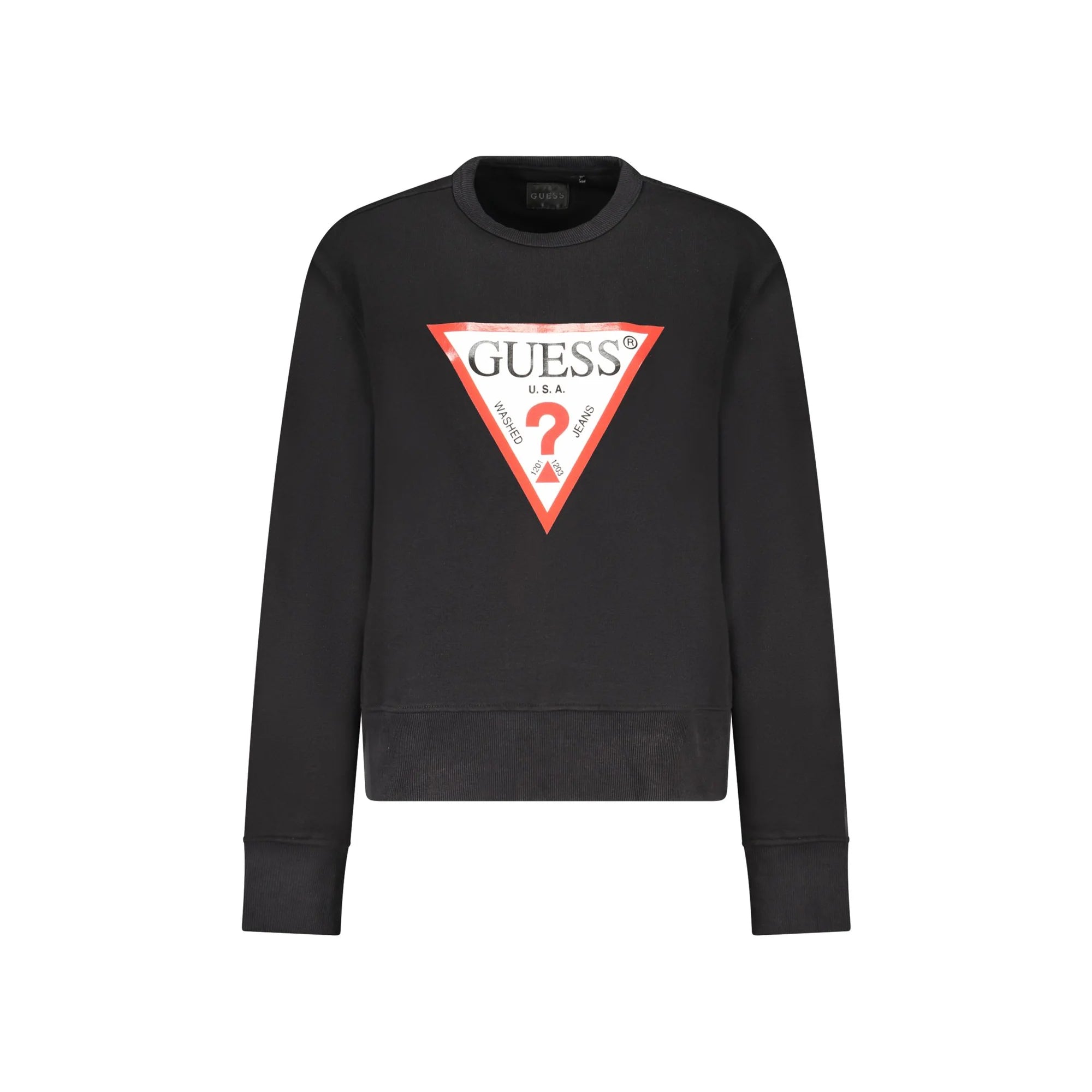 Guess Jeans Felpa Maniche Lunghe Donna Nera Stampa Logo Felpe Nero - foto prodotto