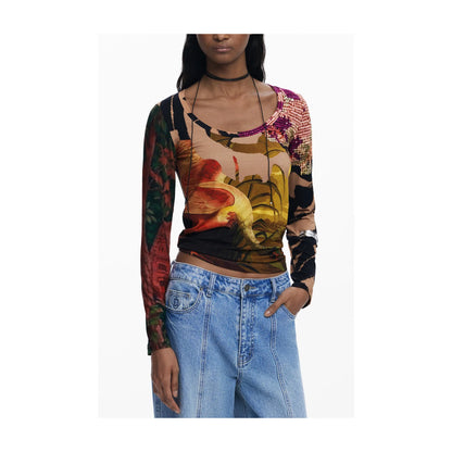 Desigual T-Shirt Maniche Lunghe Donna Marrone Logo - foto prodotto