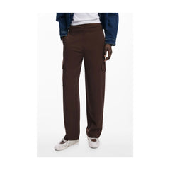 Desigual Pantalones Mujer Marrón Cremallera Logo