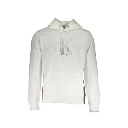 Calvin Klein Felpa Uomo Bianca Cappuccio Tascone Contrasto Ricamo Felpe Bianco - foto prodotto