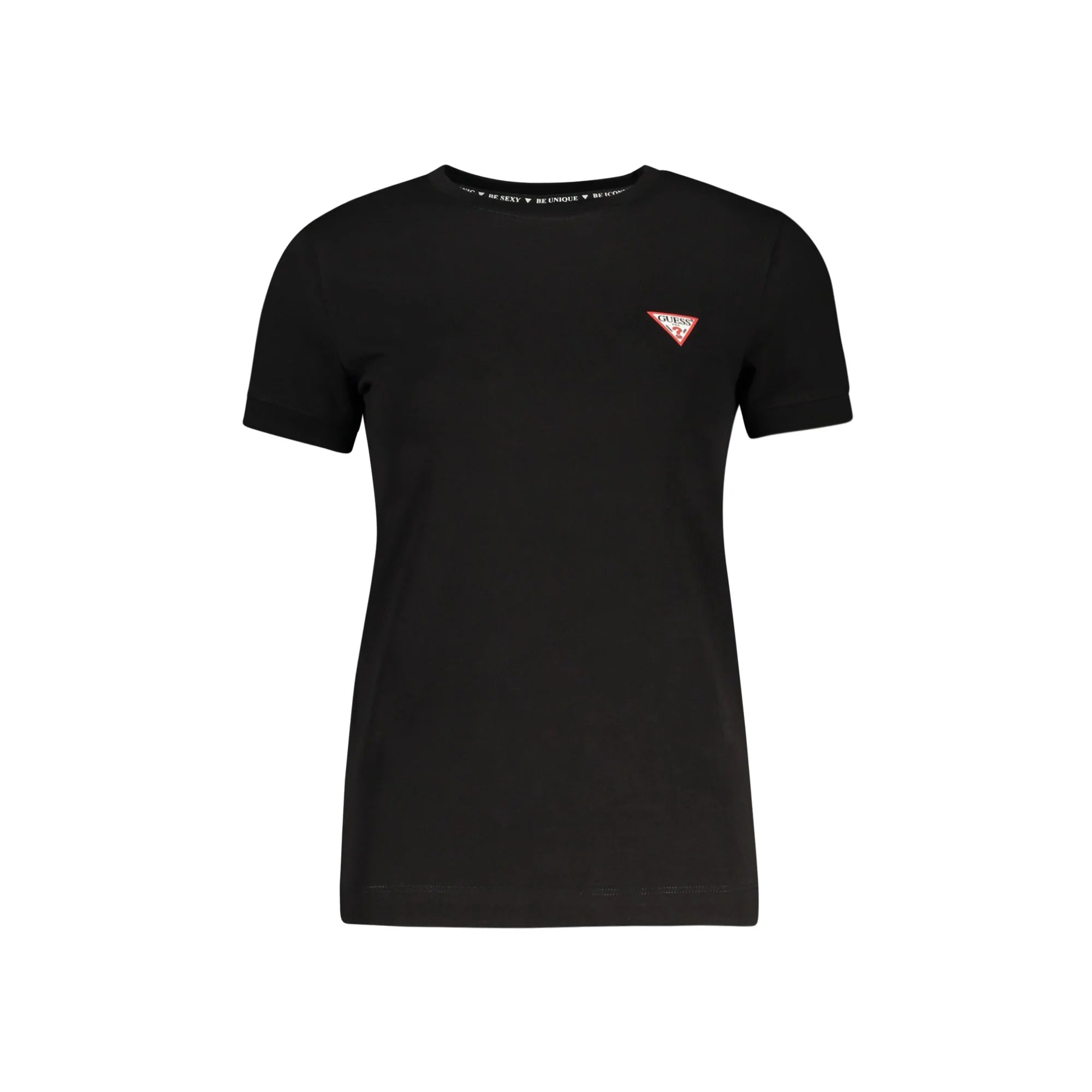 GUESS JEANS T-SHIRT MANICHE CORTE DONNA NERO