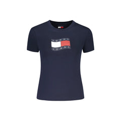 Tommy Hilfiger Majica Kratkih Rukava Ženska Plava S Printom Loga