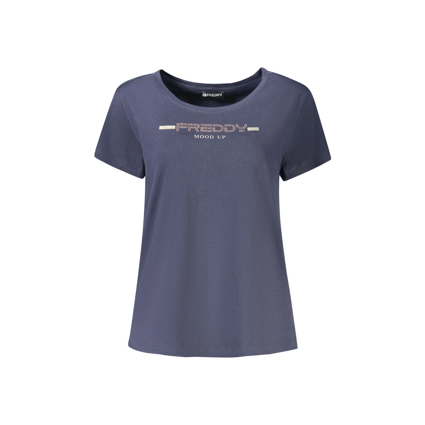 Freddy T-Shirt Maniche Corte Donna Blu Applicazione Strass - foto prodotto