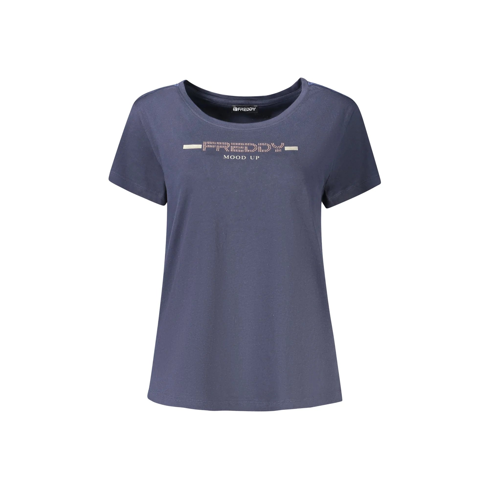 Freddy T-Shirt Maniche Corte Donna Blu Applicazione Strass - foto prodotto