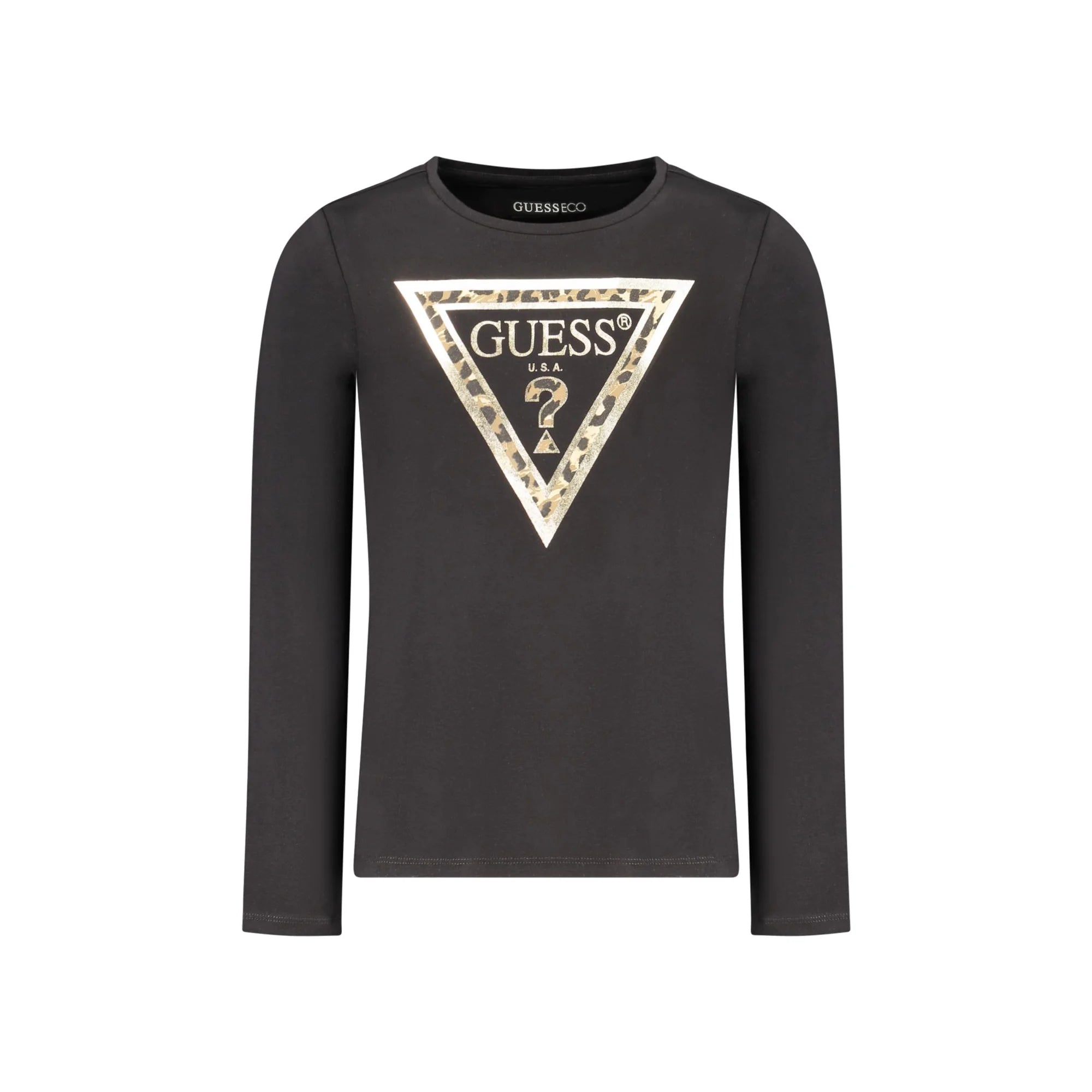 GUESS JEANS T-SHIRT MANICHE LUNGHE BAMBINA NERO