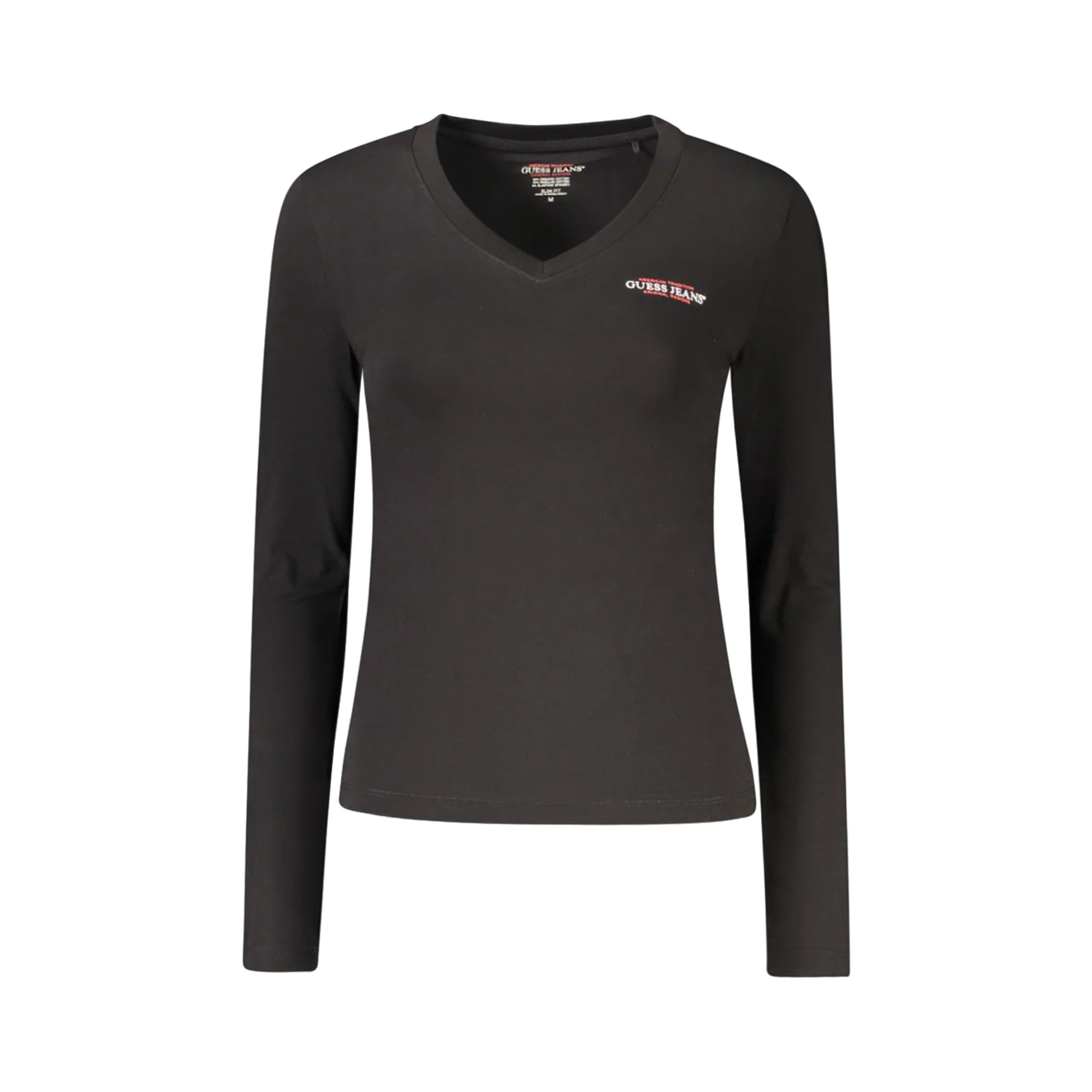 Guess Jeans T-Shirt Maniche Lunghe Donna Nera Stampa Logo Nero - foto prodotto
