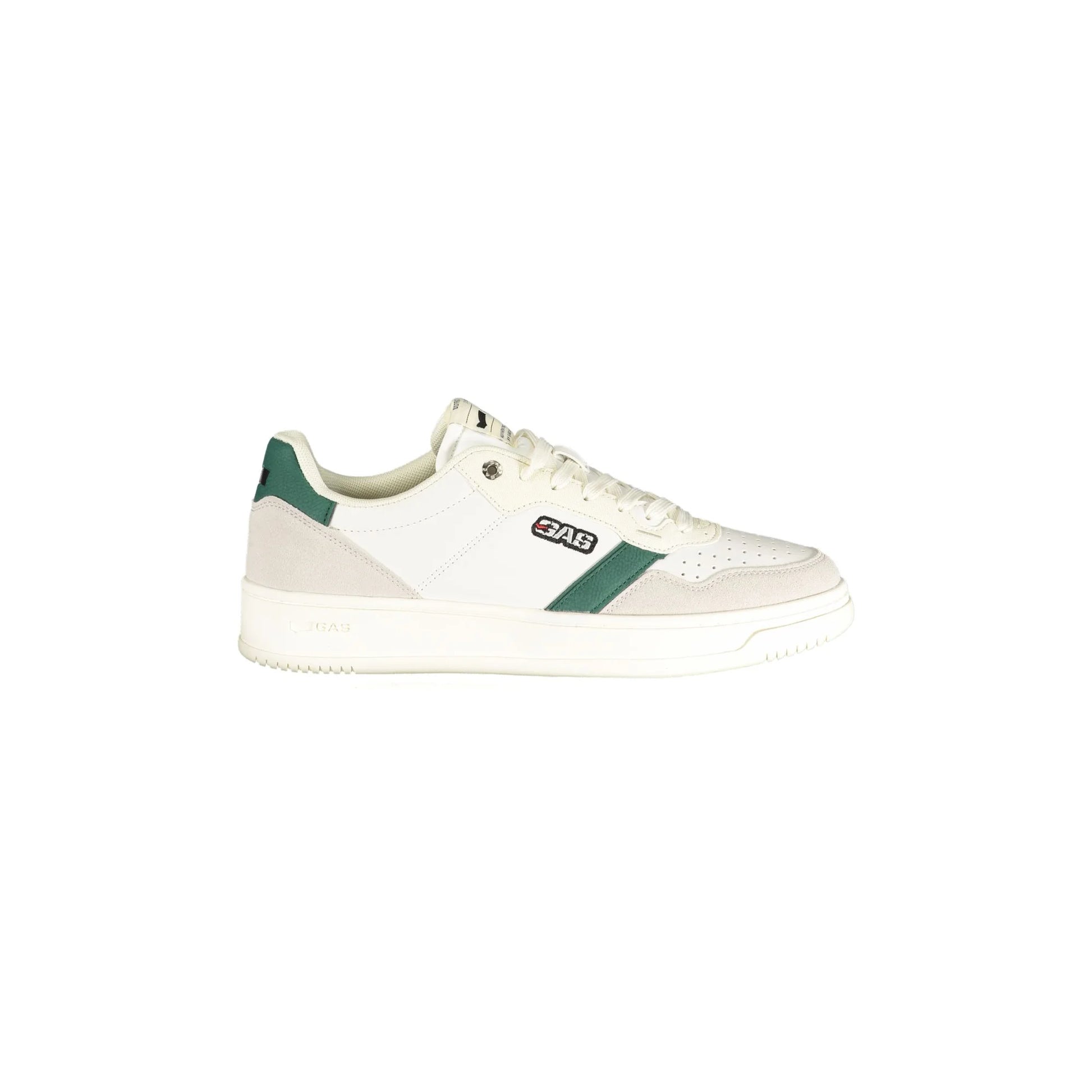 Gas Sneakers Uomo Bianche Lacci Plantare Removibile Ricamo Logo Bianco - foto prodotto