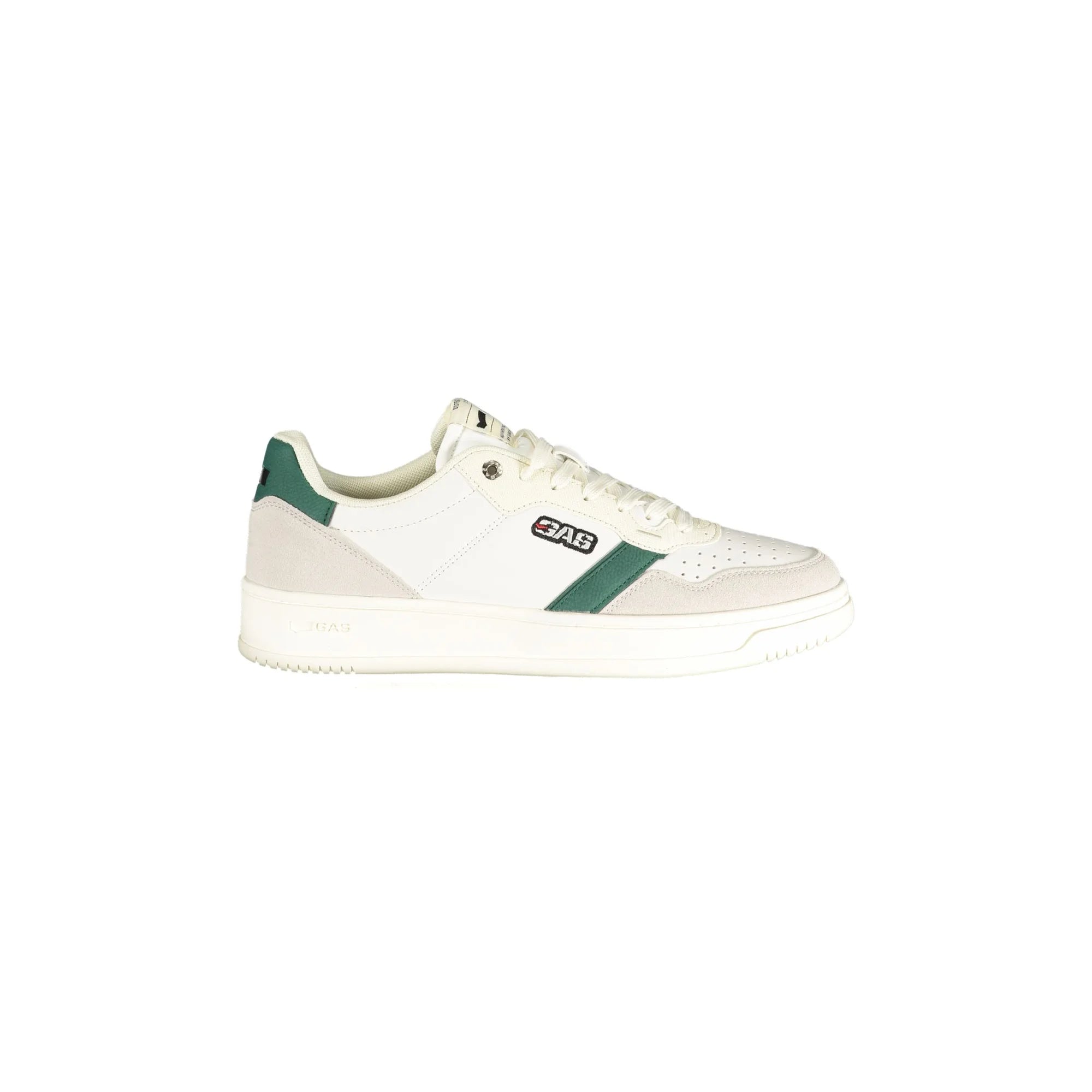Gas Sneakers Uomo Bianche Lacci Plantare Removibile Ricamo Logo Bianco - foto prodotto