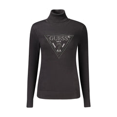 Guess Jeans Maglione Donna Nero Ricamo Strass Logo