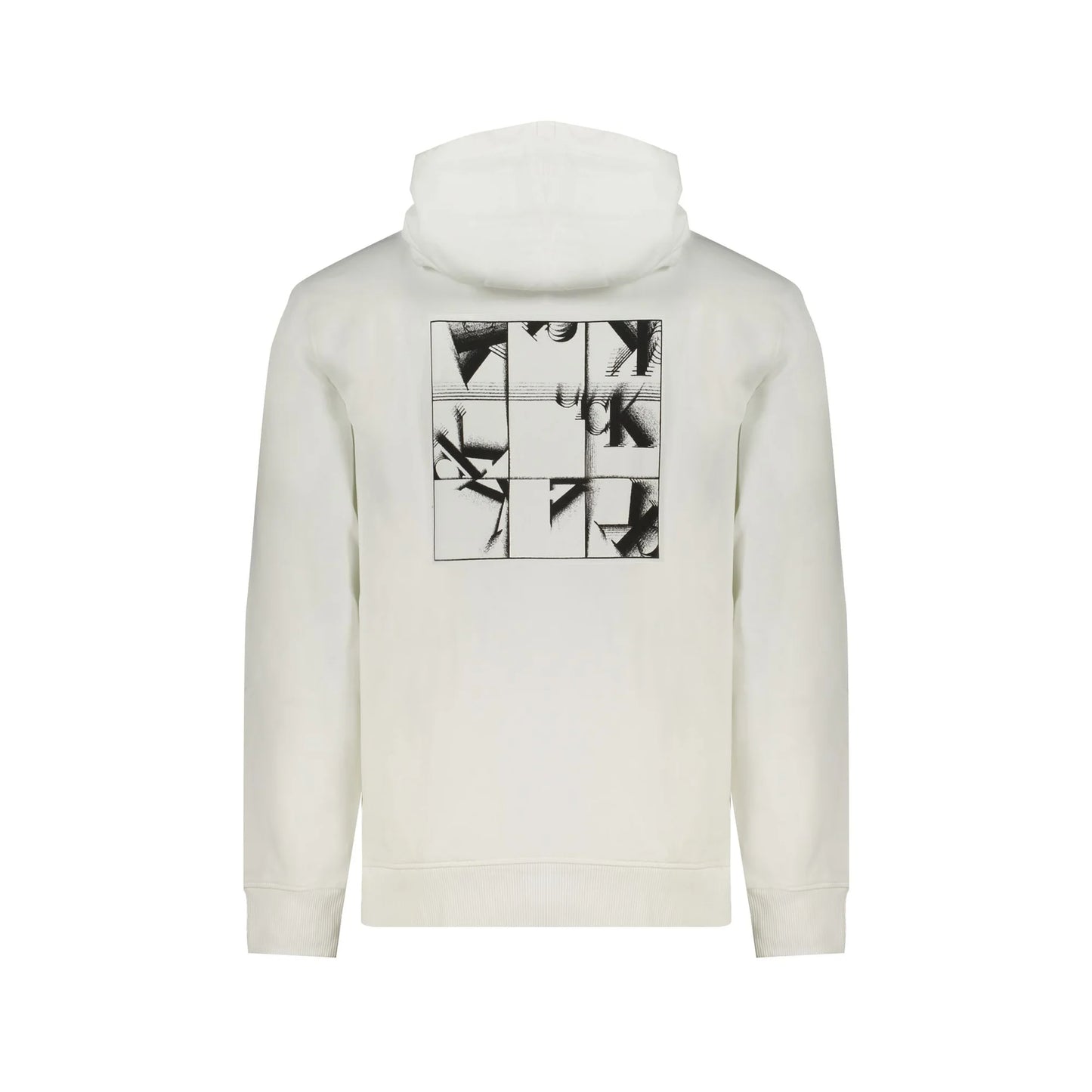 Calvin Klein Felpa Uomo Bianca Cappuccio Garzata Tascone Stampa Felpe bianco - vista 2