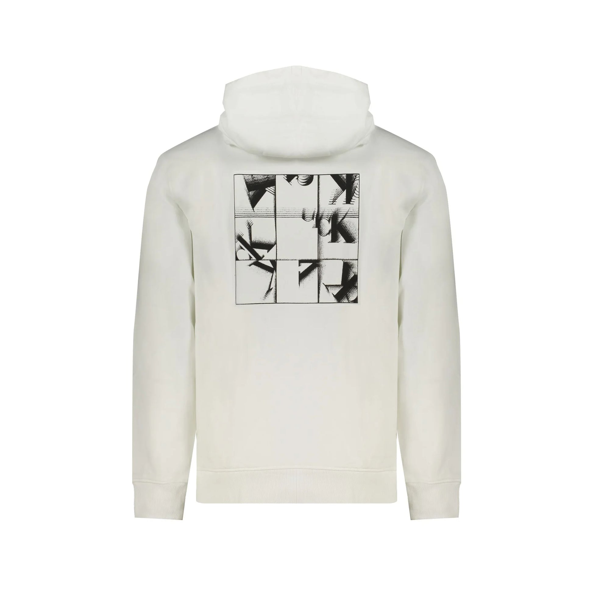 Calvin Klein Felpa Uomo Bianca Cappuccio Garzata Tascone Stampa Felpe bianco - vista 2