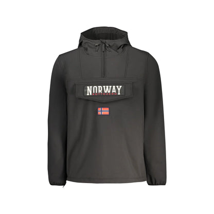 Norway 1963 Giubbotto Uomo Nero Soft Shell Cappuccio Mezza Zip Logo Giubbotti e Giacche - foto prodotto