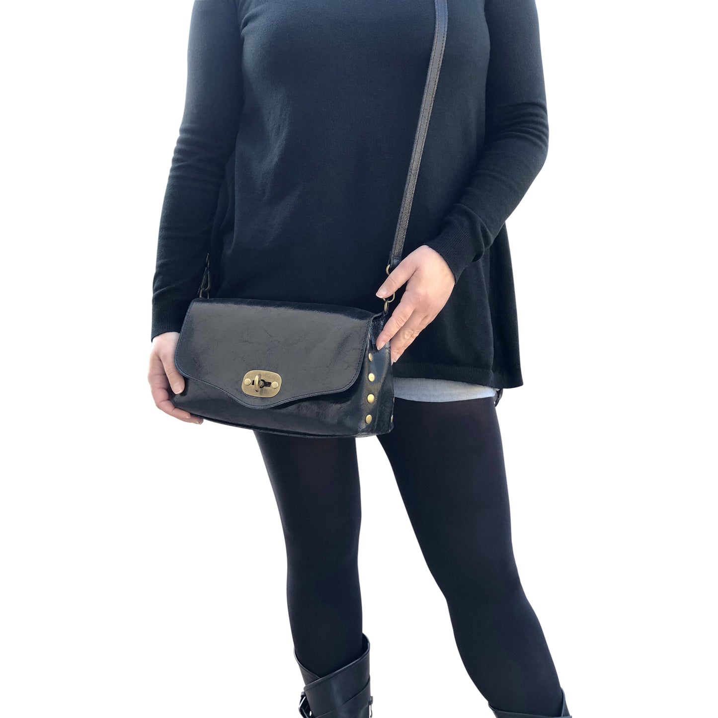 Borsa Donna a Tracolla, In Vera Pelle, Made in Italy, Modello Frida, Laminato Parubi Borse - vista 14