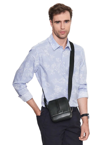 CALVIN KLEIN Borsello Uomo Nero con Tracolla Regolabile e Logo - vista 2