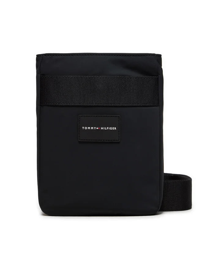 TOMMY HILFIGER Borsello Uomo Nero con Tracolla Regolabile e Logo