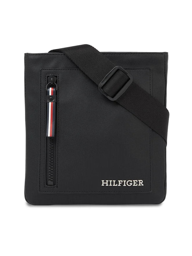 TOMMY HILFIGER Borsello Uomo Nero con Tracolla Regolabile e Logo