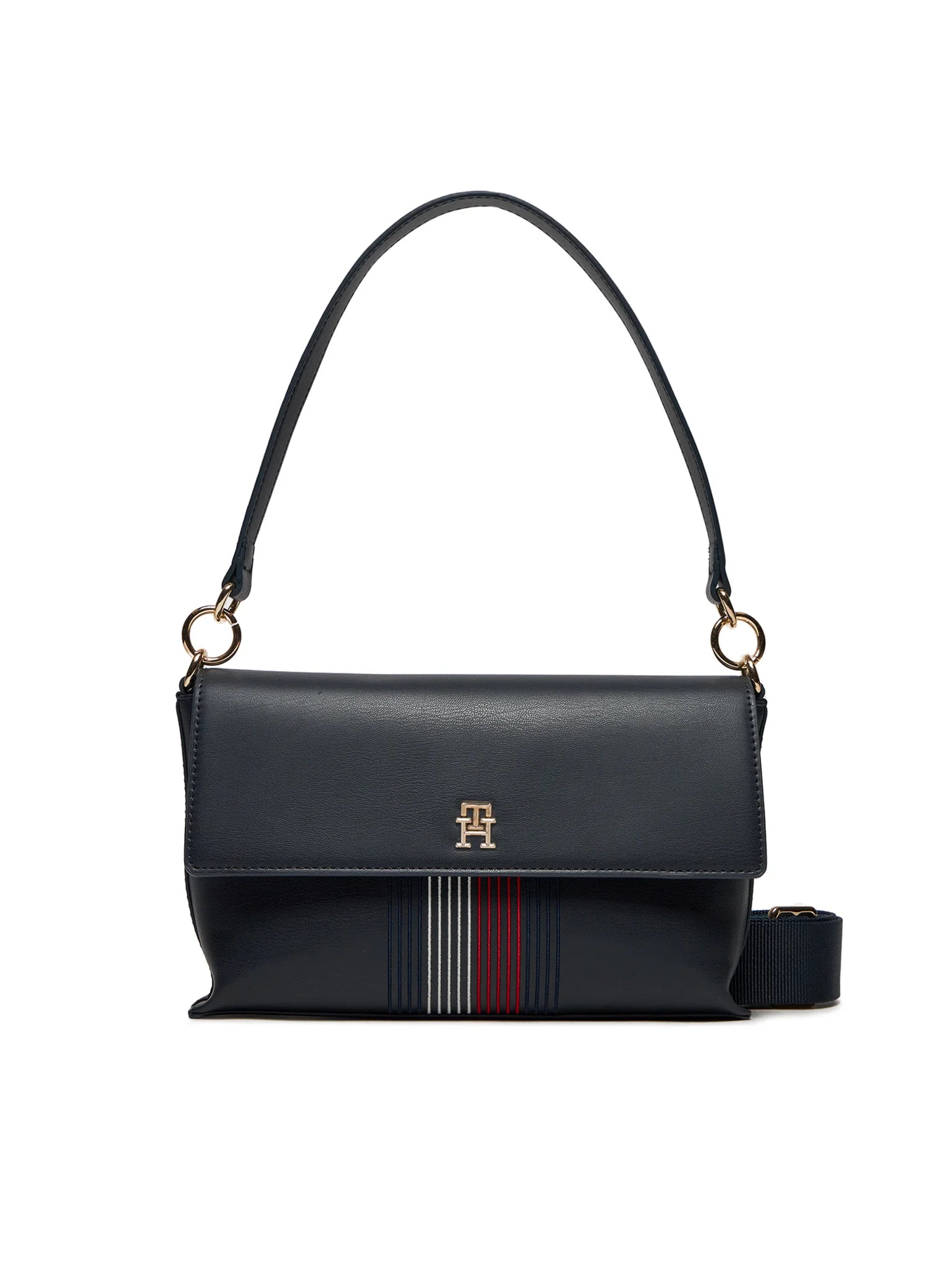 Tommy Hilfiger Borsa Donna Blu a Spalla con Tracolla e Dettagli a Contrasto