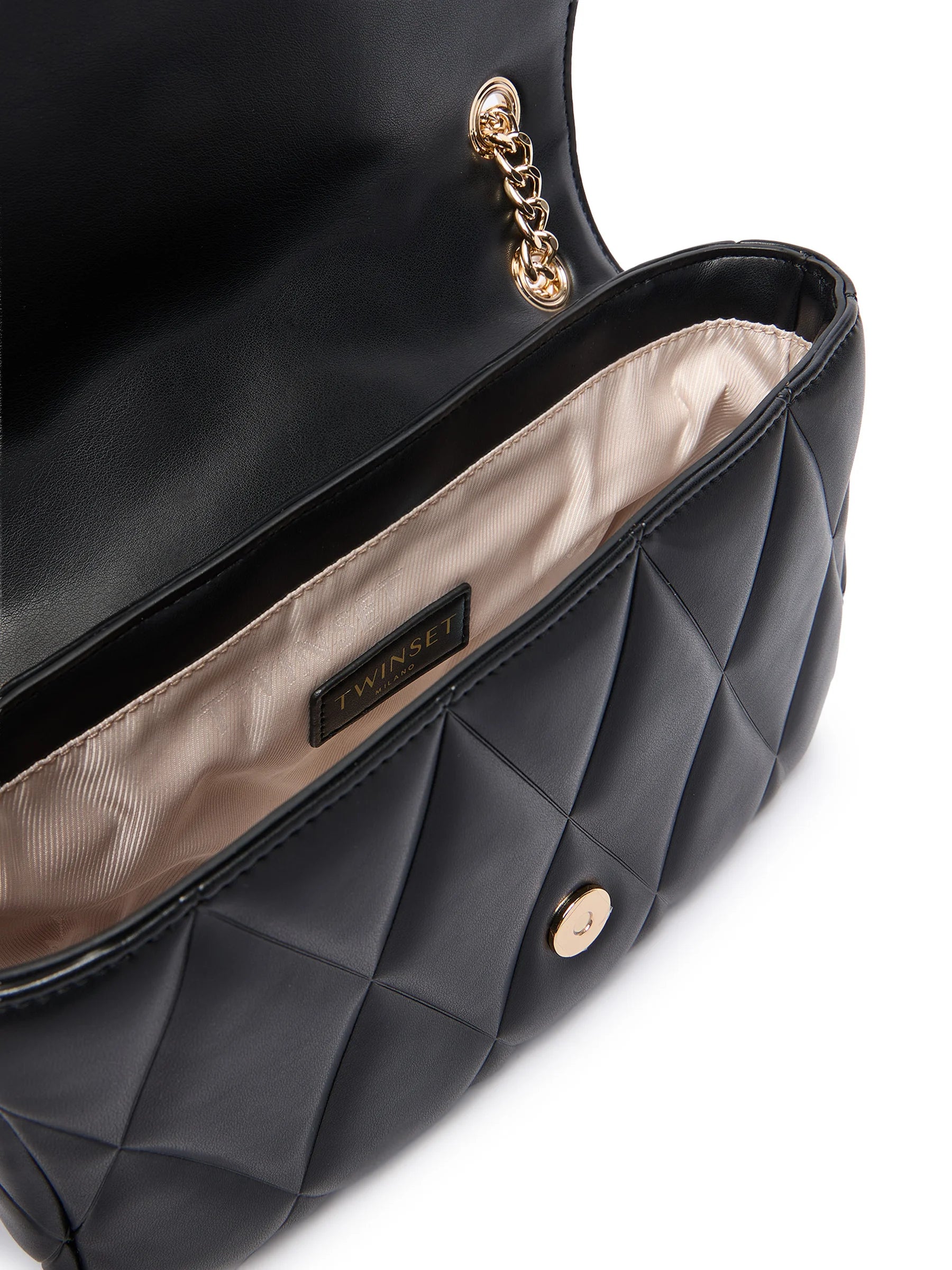 TWINSET Borsa Donna a Spalla e Tracolla Nera con Manici in Catena