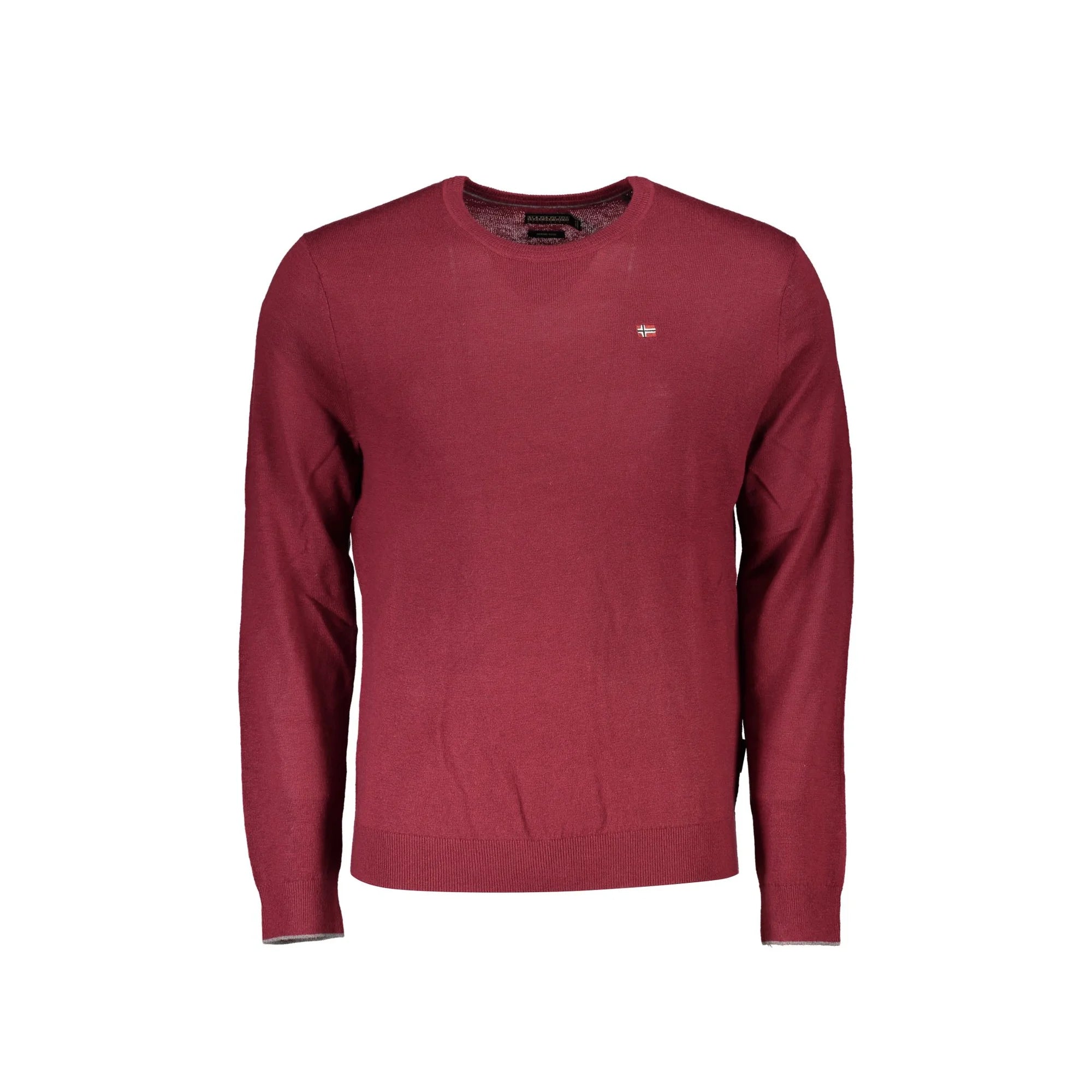 Napapijri Maglione Uomo Rosso Girocollo con Ricamo Logo Maglie - foto prodotto