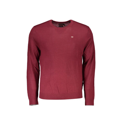 Napapijri Maglione Uomo Rosso Girocollo con Ricamo Logo Maglie - foto prodotto