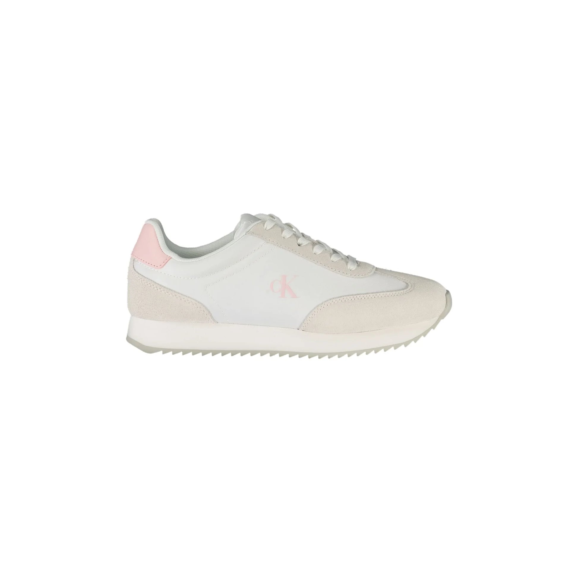 CALVIN KLEIN Scarpe Sneakers Donna Bianche con Dettagli Rosa e Logo Bianco - foto prodotto