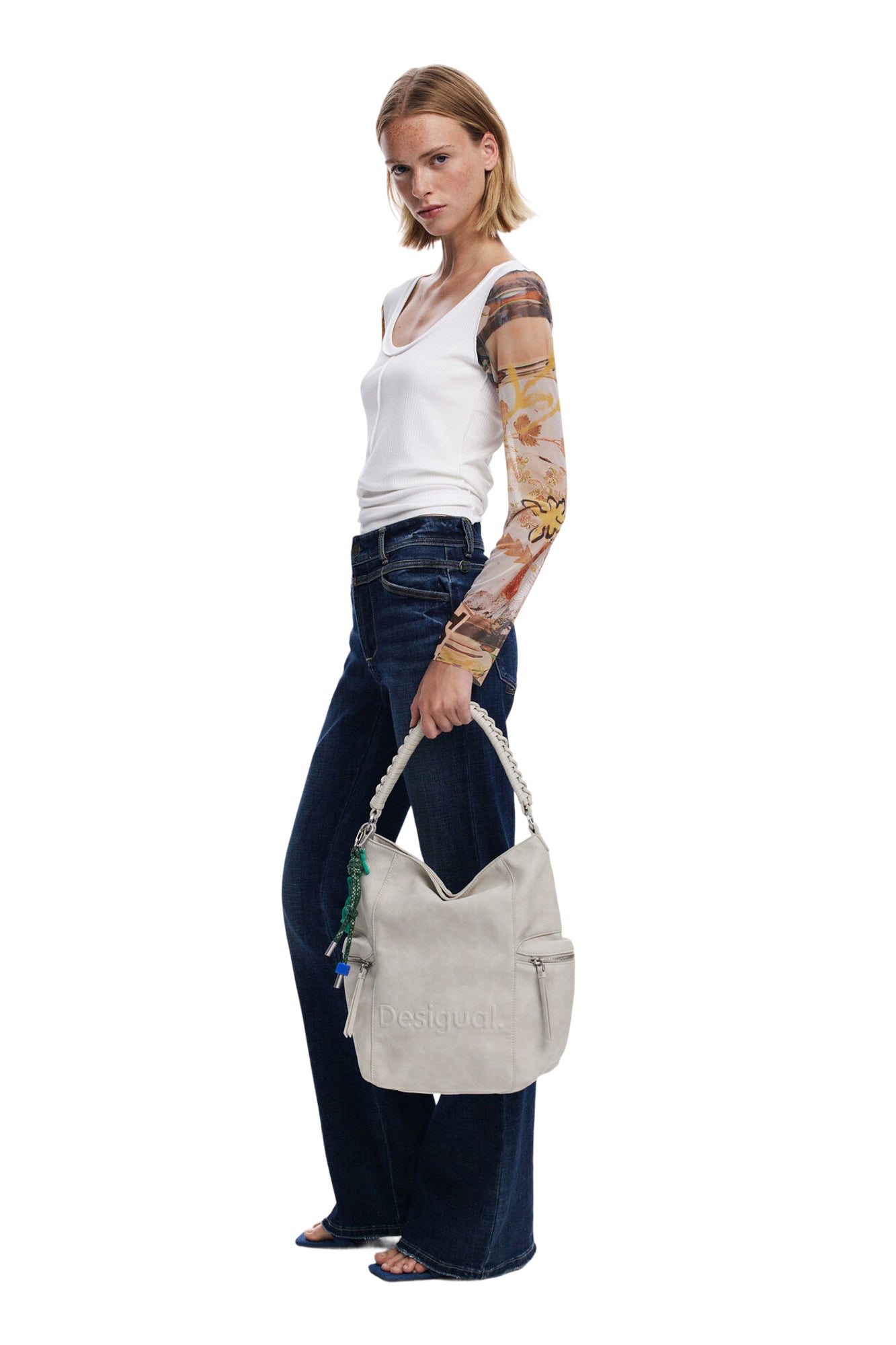 DESIGUAL Zaino Donna Beige Half Logo Africa con Stampa