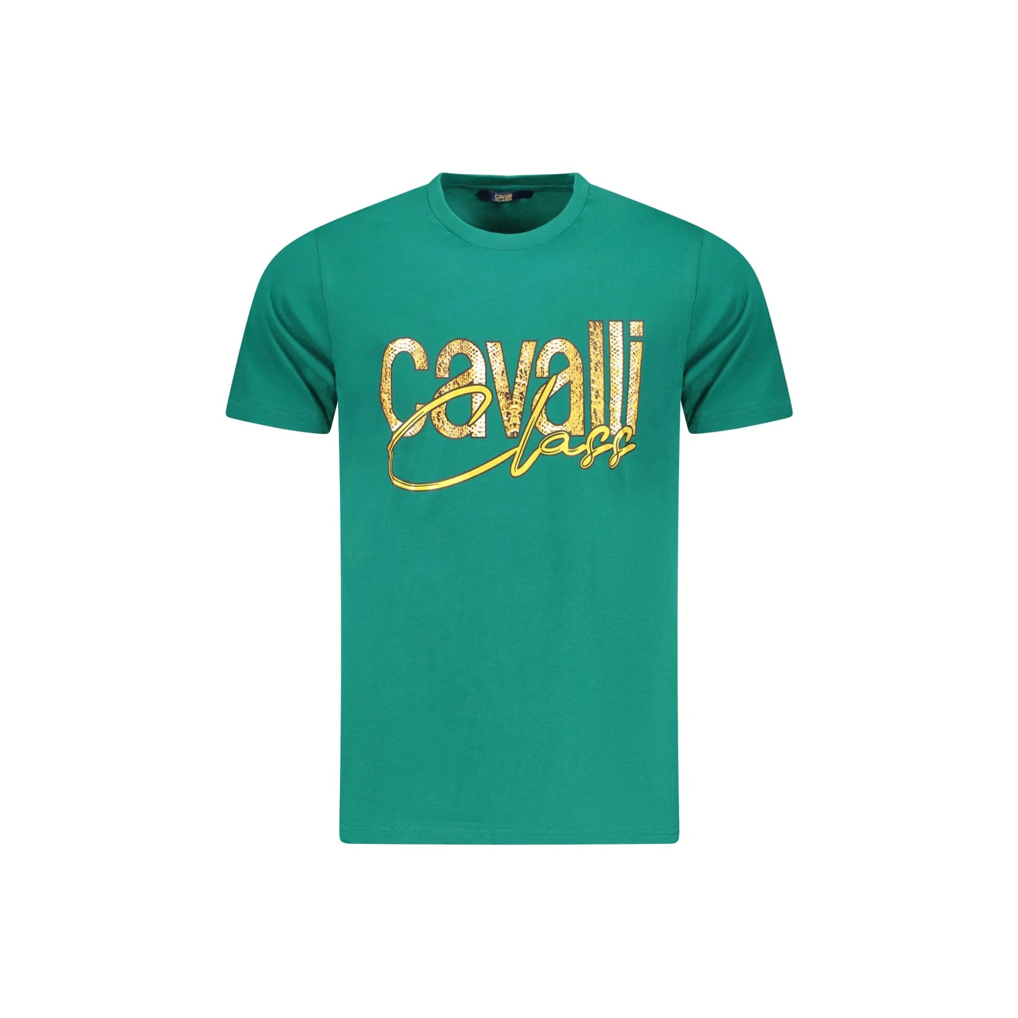 Cavalli Class T-Shirt Maniche Corte Uomo Verde Stampa Logo - foto prodotto