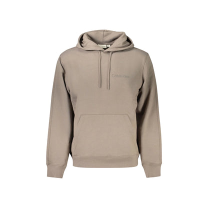 Calvin Klein Felpa Uomo Marrone Cappuccio Garzata Tascone Stampa Felpe - foto prodotto