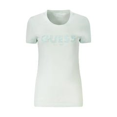 Guess Jeans T-Shirt Maniche Corte Donna Azzurra Ricamo