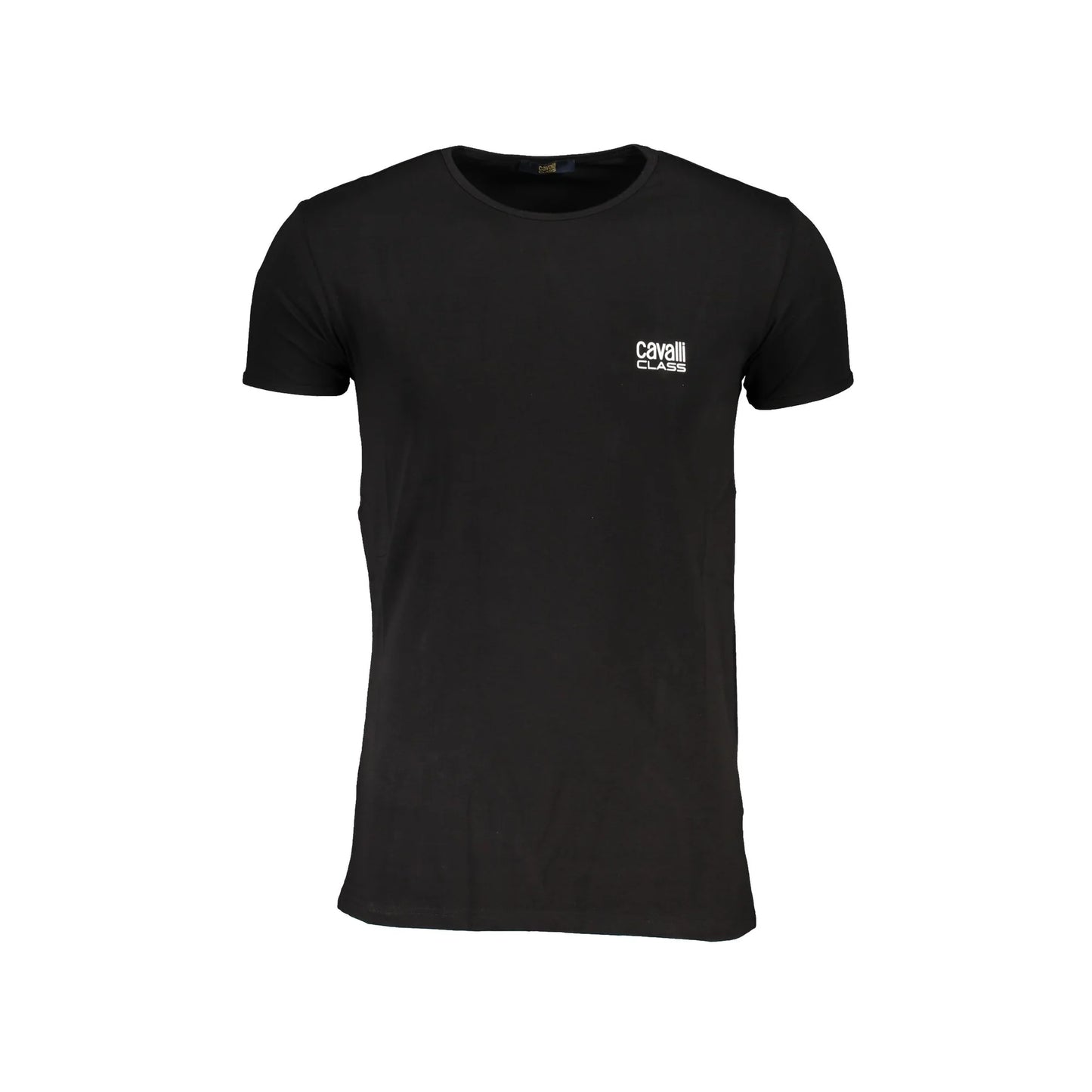 Cavalli Class T-Shirt Uomo Nera Girocollo Cotone Stampa Logo Nero - foto prodotto