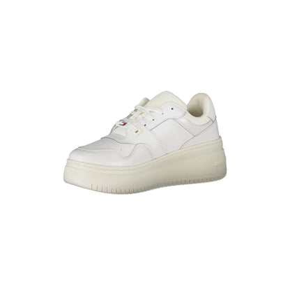 TOMMY HILFIGER Scarpe Sneakers Donna Bianche con Suola Alta e Stampa Logo bianco - vista 3
