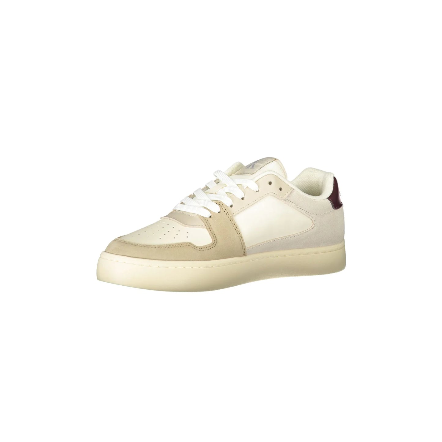CALVIN KLEIN Scarpe Sneakers Uomo Beige con Dettagli Grigio e Bordeaux - vista 3