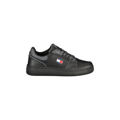 TOMMY HILFIGER Baskets Femme Noires avec Lacets et Détails Gris