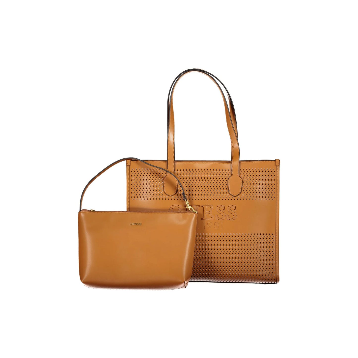 Guess Jeans Borsa a Spalla Donna Marroni Dettagli a Contrasto Borse - vista 3