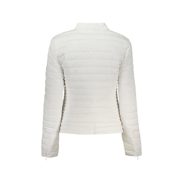 Guess Jeans Giubbotto Maniche Lunghe Donna Bianchi Zip Logo Giubbotti e Giacche bianco - vista 2