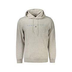 Tommy Hilfiger Felpa Uomo Grigia Cappuccio Felpata Tascone Logo