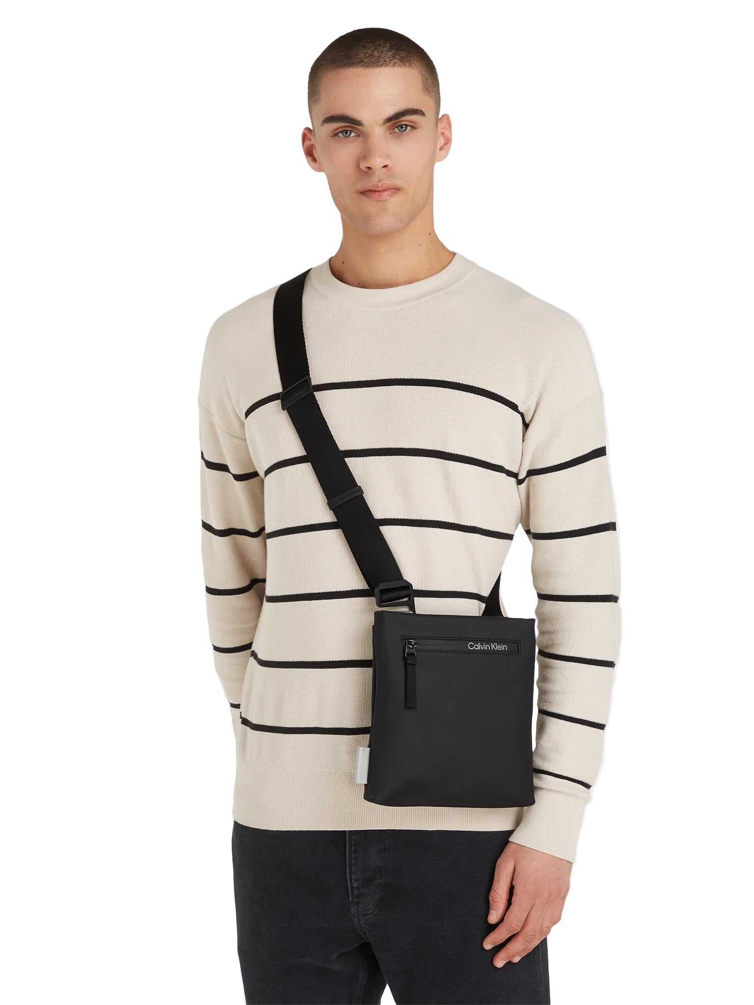 CALVIN KLEIN Borsello Uomo Nero con Tracolla Regolabile e Logo