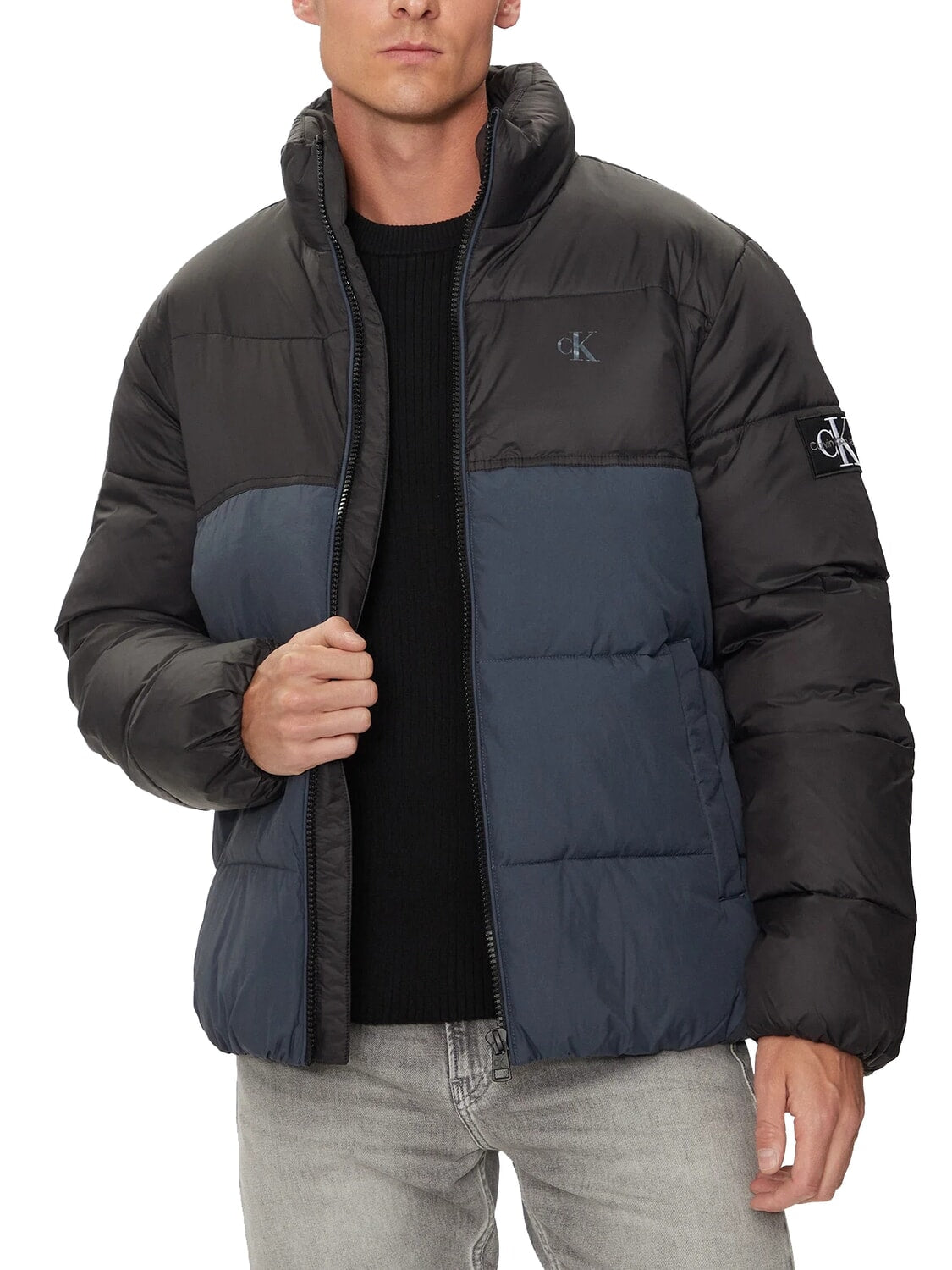 Calvin Klein Giubbotto Uomo Blu con Zip e Dettagli Neri Giubbotti e Giacche nero - foto prodotto