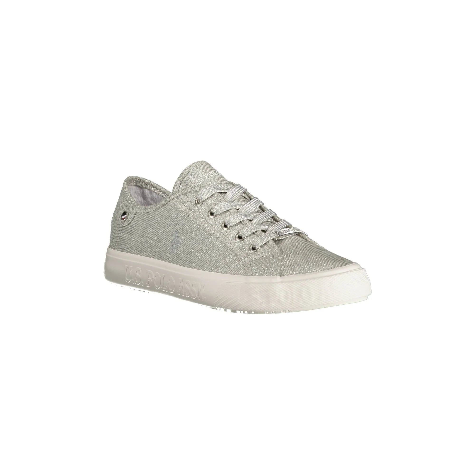 U.S. POLO ASSN. Scarpe Sneakers Donna Argento con Lacci e Logo - vista 2