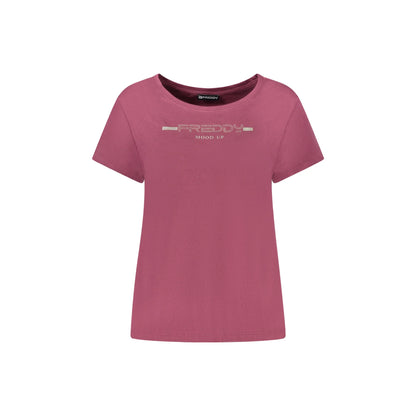 Freddy T-Shirt Maniche Corte Donna Viola Applicazione Strass - foto prodotto