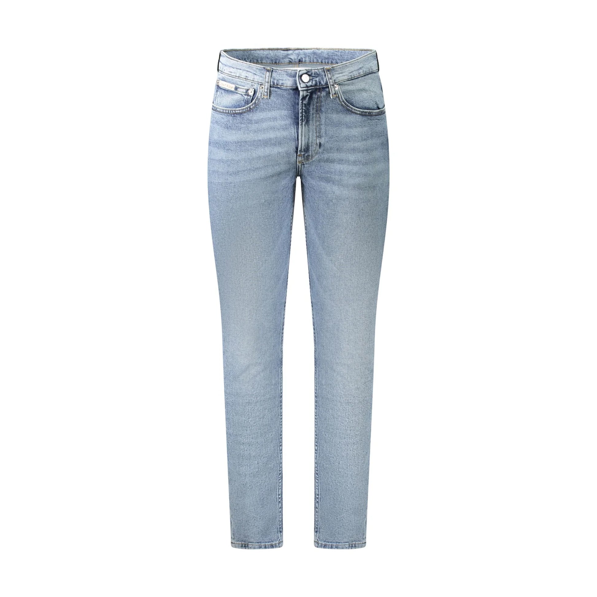 Calvin Klein Jeans Uomo Azzurri Slim Taper Effetto Slavato Logo Azzurro - foto prodotto