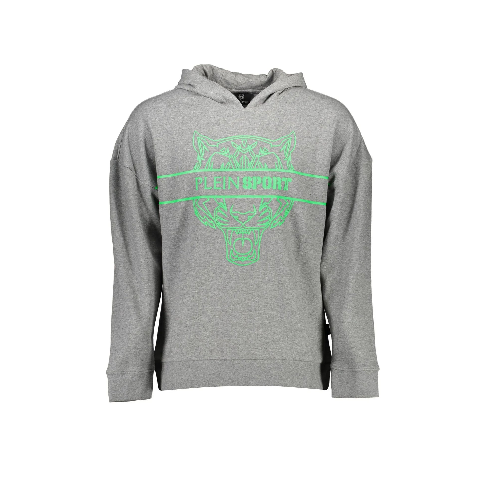 Plein Sport Felpa Uomo Grigia Cappuccio Dettagli Contrasto Logo Felpe Grigio - foto prodotto