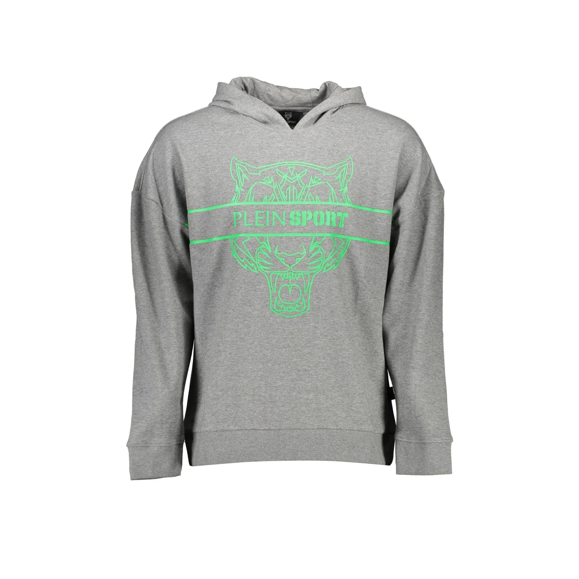 Plein Sport Felpa Uomo Grigia Cappuccio Dettagli Contrasto Logo Felpe Grigio - foto prodotto
