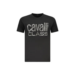 Cavalli Class T-Shirt Μανίκια Κοντά Ανδρική Μαύρη Εκτύπωση Λογότυπο