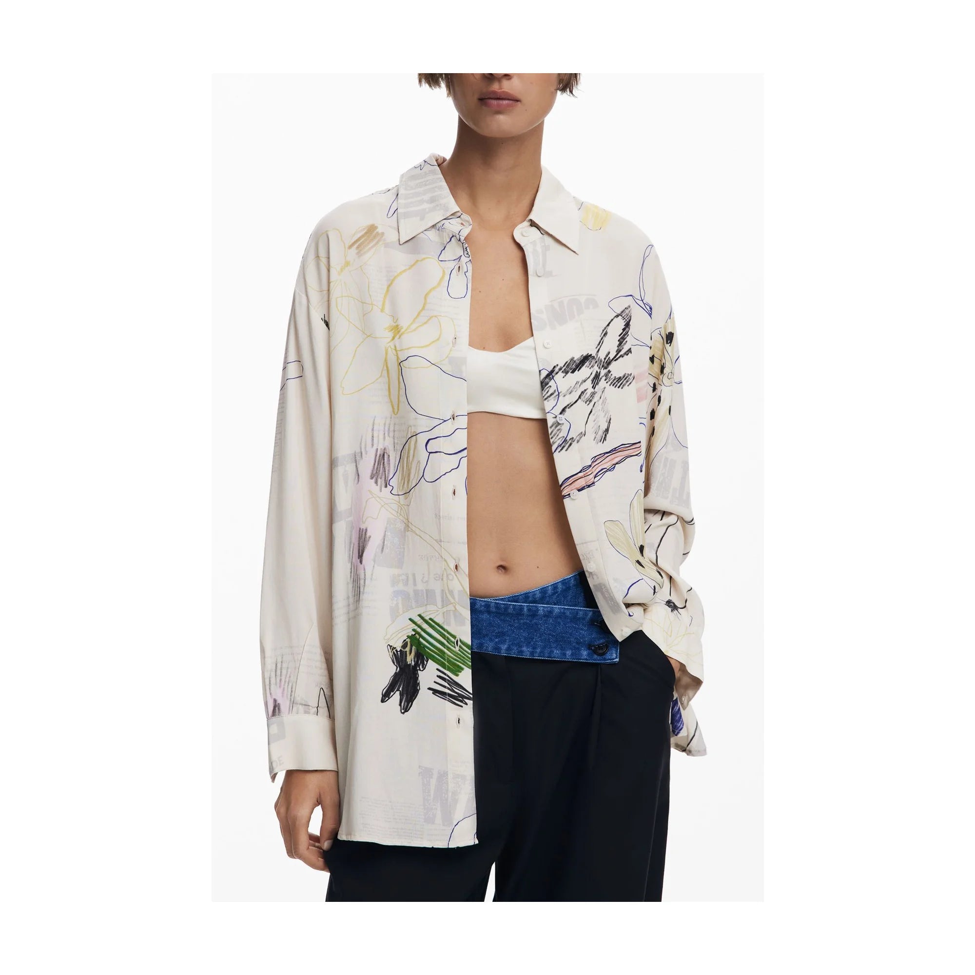 DESIGUAL CAMICIA MANICHE LUNGHE DONNA BIANCO