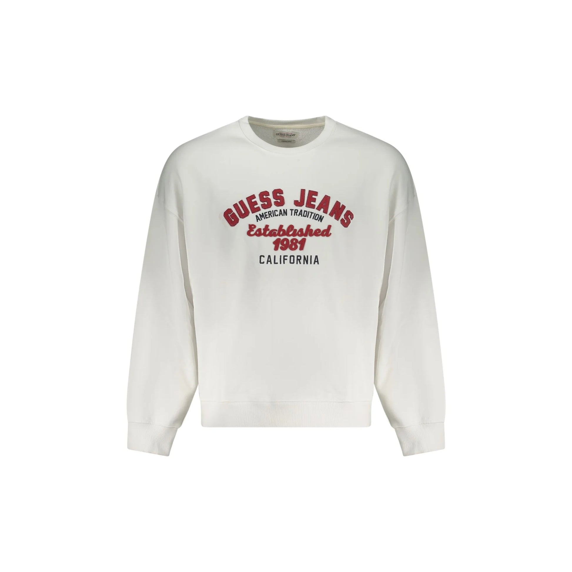 Guess Jeans Felpa Maniche Lunghe Uomo Bianca Ricamo Felpe Bianco - foto prodotto