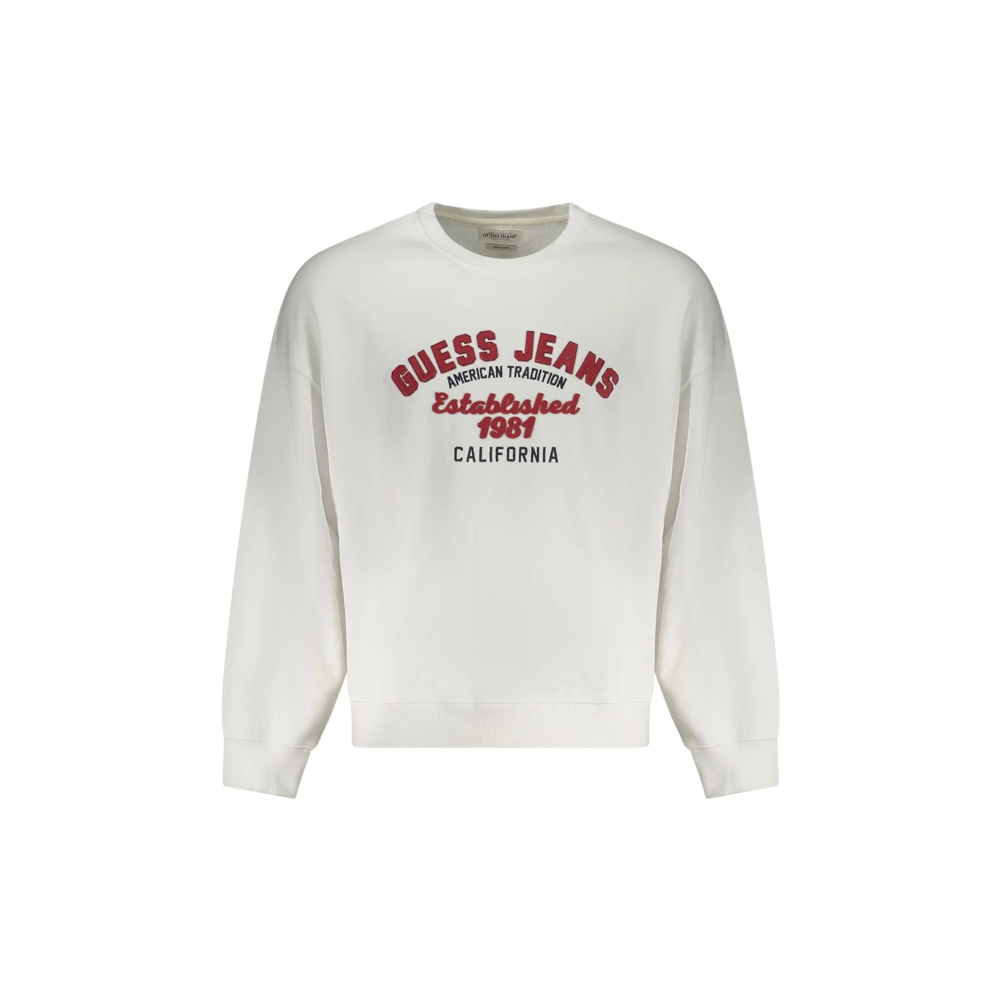 Guess Jeans Felpa Maniche Lunghe Uomo Bianca Ricamo Felpe Bianco - foto prodotto