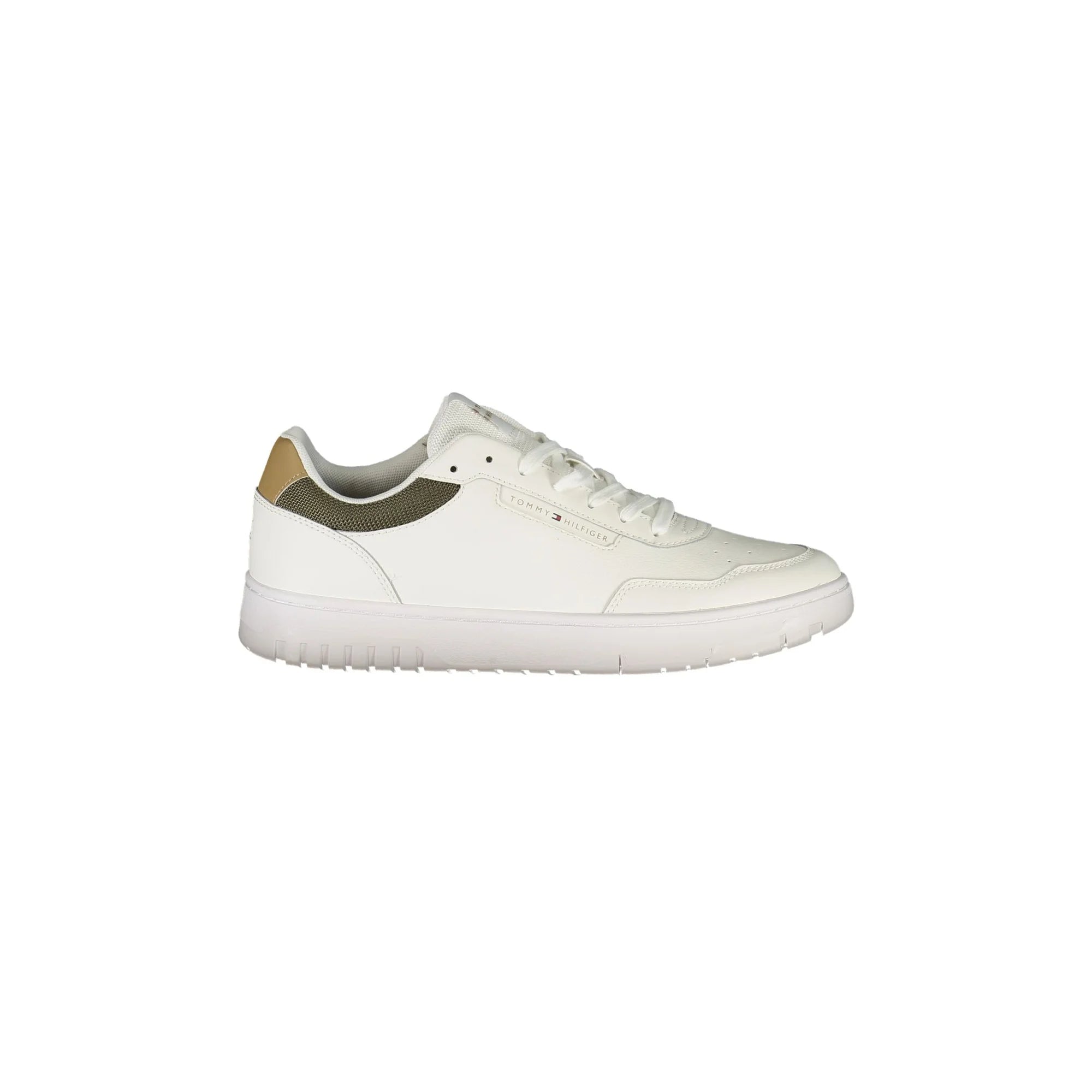 TOMMY HILFIGER Scarpe Sneakers Uomo Bianche con Dettagli Verde e Beige Bianco - foto prodotto